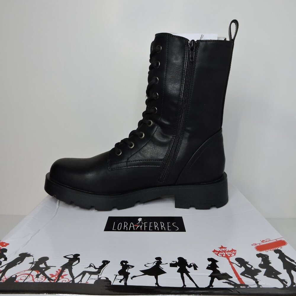 Lora Ferres combat style fashion booties. brand new